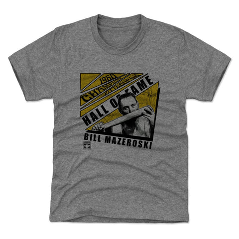 Pittsburgh Pirates Bill Mazeroski Kids T-Shirt Kids T-Shirt 500 LEVEL Tri Gray XS (4-5) Kids T-Shirt