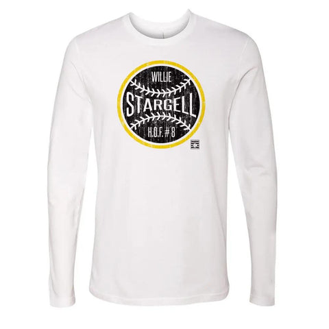 Pittsburgh Pirates Willie Stargell Men's Long Sleeve T-Shirt Men's Long Sleeve T-Shirt 500 LEVEL White S Men's Long Sleeve T-Shirt