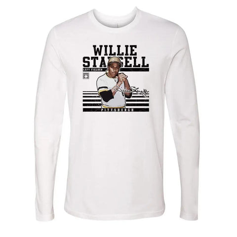 Pittsburgh Pirates Willie Stargell Men's Long Sleeve T-Shirt Men's Long Sleeve T-Shirt 500 LEVEL White S Men's Long Sleeve T-Shirt