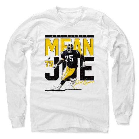 Joe Greene Pass Rush Pittsburgh Men's Long Sleeve T-Shirt Men's Long Sleeve T-Shirt 500 LEVEL White S Men's Long Sleeve T-Shirt