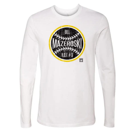 Pittsburgh Pirates Bill Mazeroski Men's Long Sleeve T-Shirt Men's Long Sleeve T-Shirt 500 LEVEL White S Men's Long Sleeve T-Shirt