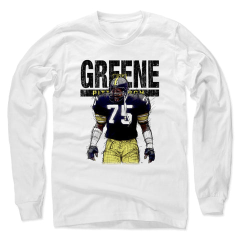 Joe Greene Sketch K Men's Long Sleeve T-Shirt Men's Long Sleeve T-Shirt 500 LEVEL White S Men's Long Sleeve T-Shirt