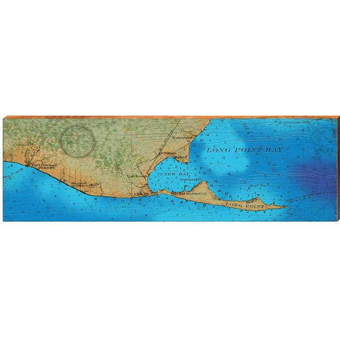 Long Point Bay, Lake Erie Topographical Styled Chart | Wall Art Print on Real Wood Wood Sign Mill Wood Art 3.75" x 12"  