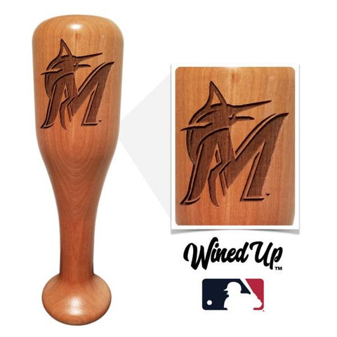 Miami Marlins "M" Wined Up® | Baseball Bat Wine Mug MLB Teams - Wined Up Glass Dugout Mugs®   