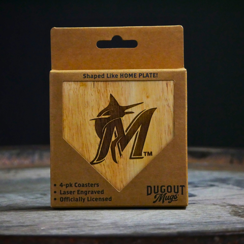 Miami Marlins "M" Dugout Mug® | Wood Coaster