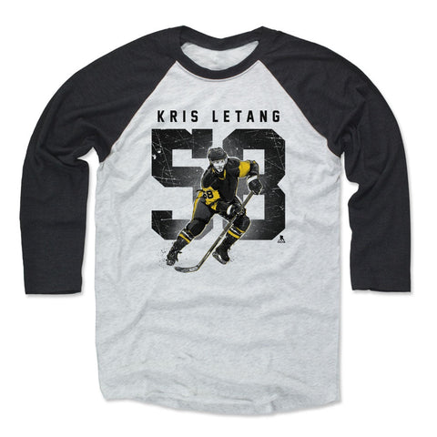 Pittsburgh Penguins Kris Letang Men's Baseball T-Shirt Men's Baseball T-Shirt 500 LEVEL Black / Ash XS Men's Baseball T-Shirt