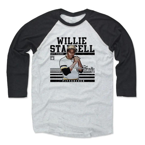 Pittsburgh Pirates Willie Stargell Men's Baseball T-Shirt Men's Baseball T-Shirt 500 LEVEL Black / Ash XS Men's Baseball T-Shirt
