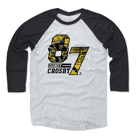 Pittsburgh Penguins Sidney Crosby Men's Baseball T-Shirt Men's Baseball T-Shirt 500 LEVEL Black / Ash XS Men's Baseball T-Shirt