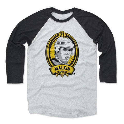 Pittsburgh Penguins Evgeni Malkin Men's Baseball T-Shirt Men's Baseball T-Shirt 500 LEVEL Black / Ash XS Men's Baseball T-Shirt