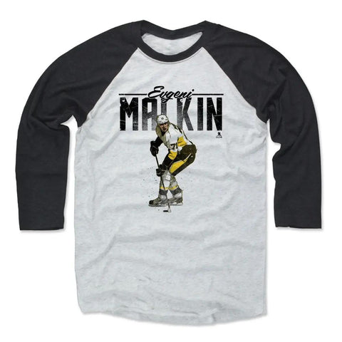 Pittsburgh Penguins Evgeni Malkin Men's Baseball T-Shirt Men's Baseball T-Shirt 500 LEVEL Black / Ash XS Men's Baseball T-Shirt