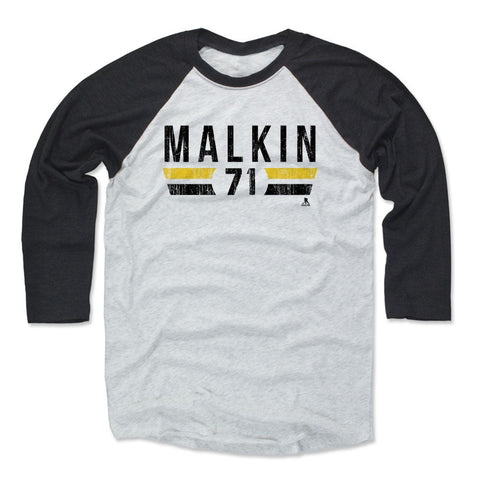 Pittsburgh Penguins Evgeni Malkin Men's Baseball T-Shirt Men's Baseball T-Shirt 500 LEVEL Black / Ash XS Men's Baseball T-Shirt