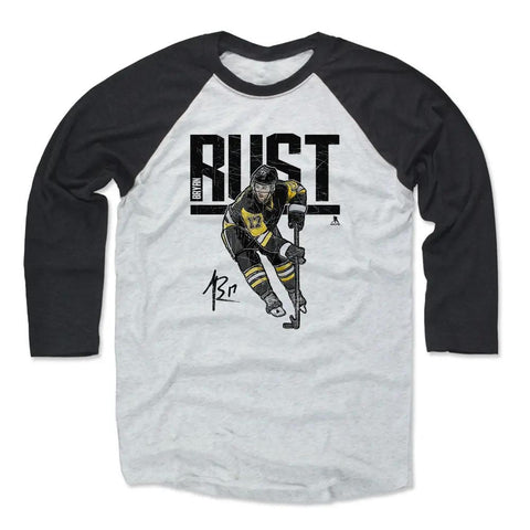 Pittsburgh Penguins Bryan Rust Men's Baseball T-Shirt Men's Baseball T-Shirt 500 LEVEL Black / Ash XS Men's Baseball T-Shirt