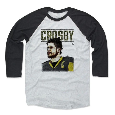 Pittsburgh Penguins Sidney Crosby Men's Baseball T-Shirt Men's Baseball T-Shirt 500 LEVEL Black / Ash XS Men's Baseball T-Shirt