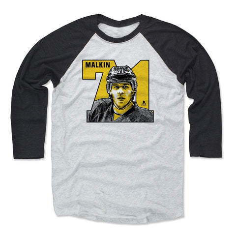 Pittsburgh Penguins Evgeni Malkin Men's Baseball T-Shirt Men's Baseball T-Shirt 500 LEVEL Black / Ash XS Men's Baseball T-Shirt