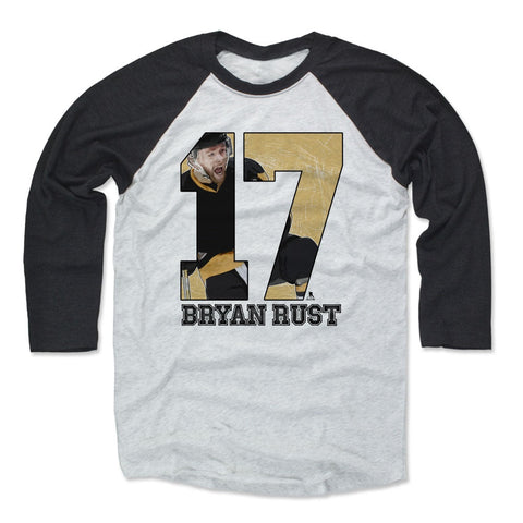 Pittsburgh Penguins Bryan Rust Men's Baseball T-Shirt Men's Baseball T-Shirt 500 LEVEL Black / Ash XS Men's Baseball T-Shirt