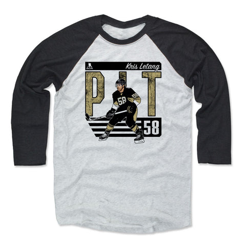 Pittsburgh Penguins Kris Letang Men's Baseball T-Shirt Men's Baseball T-Shirt 500 LEVEL Black / Ash XS Men's Baseball T-Shirt