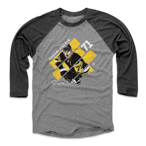 Pittsburgh Penguins Evgeni Malkin Men's Baseball T-Shirt Men's Baseball T-Shirt 500 LEVEL Black / Heather Gray XS Men's Baseball T-Shirt