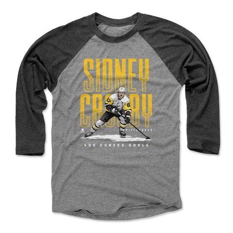 Pittsburgh Penguins Sidney Crosby Men's Baseball T-Shirt Men's Baseball T-Shirt 500 LEVEL Black / Heather Gray XS Men's Baseball T-Shirt