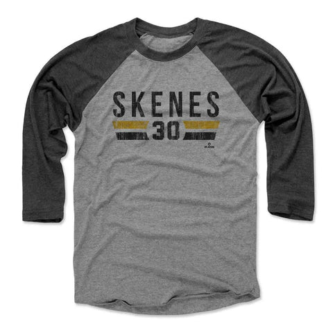 Pittsburgh Pirates Paul Skenes Men's Baseball T-Shirt Men's Baseball T-Shirt 500 LEVEL Black / Heather Gray XS Men's Baseball T-Shirt