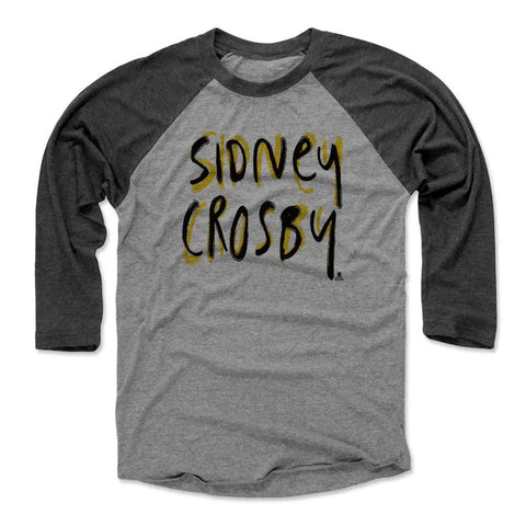 Pittsburgh Penguins Sidney Crosby Men's Baseball T-Shirt Men's Baseball T-Shirt 500 LEVEL Black / Heather Gray XS Men's Baseball T-Shirt