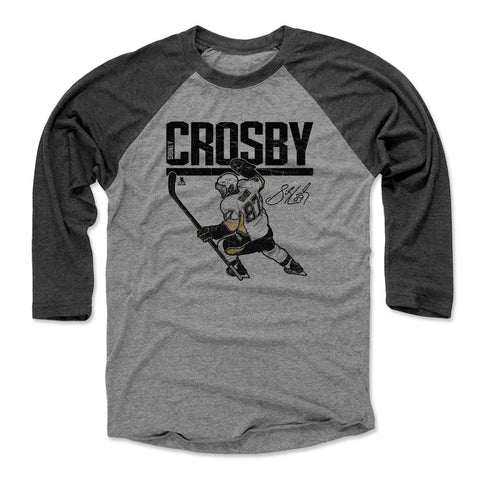 Pittsburgh Penguins Sidney Crosby Men's Baseball T-Shirt Men's Baseball T-Shirt 500 LEVEL Black / Heather Gray XS Men's Baseball T-Shirt