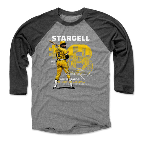 Pittsburgh Pirates Willie Stargell Men's Baseball T-Shirt Men's Baseball T-Shirt 500 LEVEL Black / Heather Gray XS Men's Baseball T-Shirt