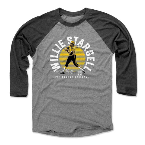 Pittsburgh Pirates Willie Stargell Men's Baseball T-Shirt Men's Baseball T-Shirt 500 LEVEL Black / Heather Gray XS Men's Baseball T-Shirt