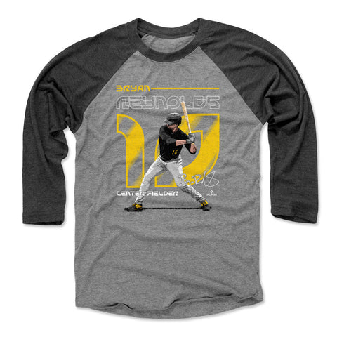 Pittsburgh Pirates Bryan Reynolds Men's Baseball T-Shirt Men's Baseball T-Shirt 500 LEVEL Black / Heather Gray XS Men's Baseball T-Shirt