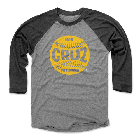 Pittsburgh Pirates Oneil Cruz Men's Baseball T-Shirt Men's Baseball T-Shirt 500 LEVEL Black / Heather Gray XS Men's Baseball T-Shirt