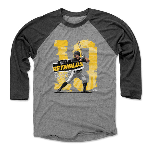 Pittsburgh Pirates Bryan Reynolds Men's Baseball T-Shirt Men's Baseball T-Shirt 500 LEVEL Black / Heather Gray XS Men's Baseball T-Shirt