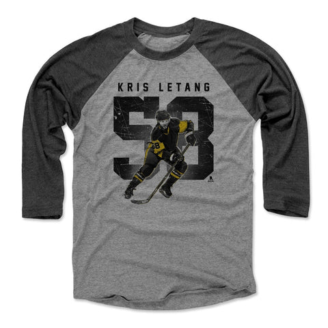 Pittsburgh Penguins Kris Letang Men's Baseball T-Shirt Men's Baseball T-Shirt 500 LEVEL Black / Heather Gray XS Men's Baseball T-Shirt