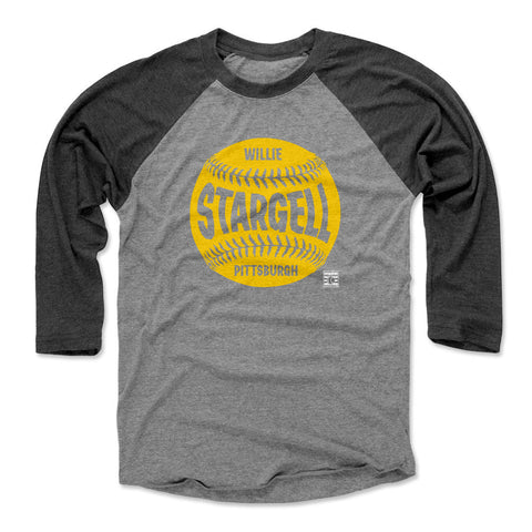 Pittsburgh Pirates Willie Stargell Men's Baseball T-Shirt Men's Baseball T-Shirt 500 LEVEL Black / Heather Gray XS Men's Baseball T-Shirt