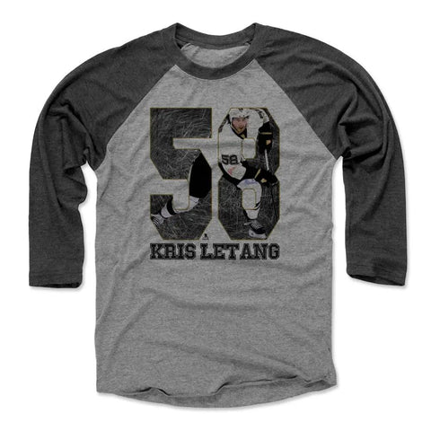 Pittsburgh Penguins Kris Letang Men's Baseball T-Shirt Men's Baseball T-Shirt 500 LEVEL Black / Heather Gray XS Men's Baseball T-Shirt