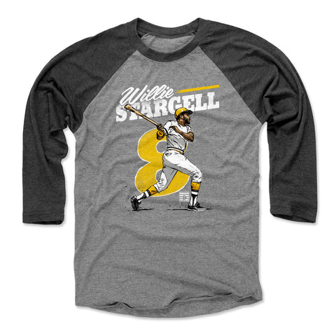 Pittsburgh Pirates Willie Stargell Men's Baseball T-Shirt Men's Baseball T-Shirt 500 LEVEL Black / Heather Gray XS Men's Baseball T-Shirt