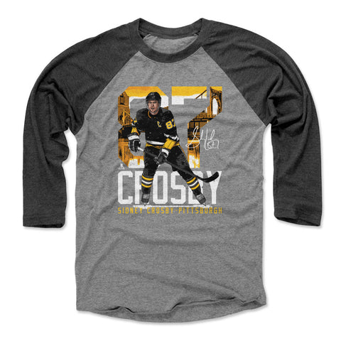 Pittsburgh Penguins Sidney Crosby Men's Baseball T-Shirt Men's Baseball T-Shirt 500 LEVEL Black / Heather Gray XS Men's Baseball T-Shirt