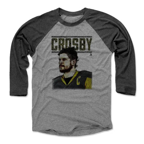 Pittsburgh Penguins Sidney Crosby Men's Baseball T-Shirt Men's Baseball T-Shirt 500 LEVEL Black / Heather Gray XS Men's Baseball T-Shirt
