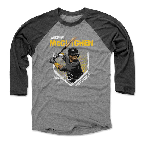 Pittsburgh Pirates Andrew McCutchen Men's Baseball T-Shirt Men's Baseball T-Shirt 500 LEVEL Black / Heather Gray XS Men's Baseball T-Shirt