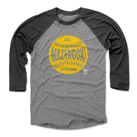 Pittsburgh Pirates Bill Mazeroski Men's Baseball T-Shirt Men's Baseball T-Shirt 500 LEVEL Black / Heather Gray XS Men's Baseball T-Shirt