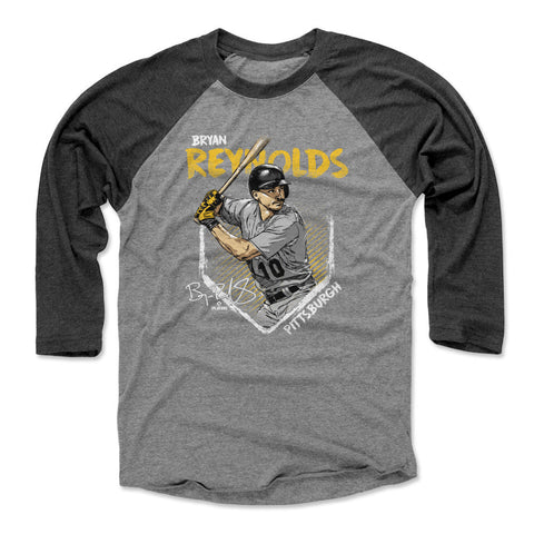 Pittsburgh Pirates Bryan Reynolds Men's Baseball T-Shirt Men's Baseball T-Shirt 500 LEVEL Black / Heather Gray XS Men's Baseball T-Shirt