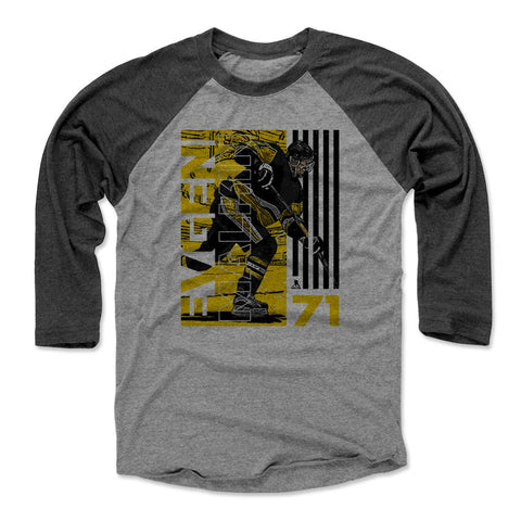 Pittsburgh Penguins Evgeni Malkin Men's Baseball T-Shirt Men's Baseball T-Shirt 500 LEVEL Black / Heather Gray XS Men's Baseball T-Shirt