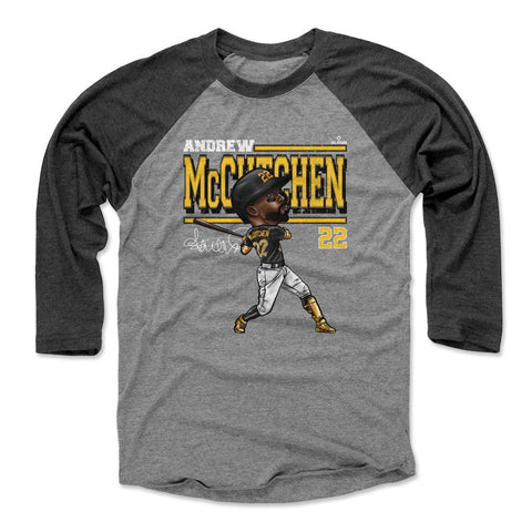 Pittsburgh Pirates Andrew McCutchen Men's Baseball T-Shirt Men's Baseball T-Shirt 500 LEVEL Black / Heather Gray XS Men's Baseball T-Shirt