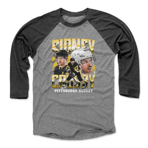 Pittsburgh Penguins Sidney Crosby Men's Baseball T-Shirt Men's Baseball T-Shirt 500 LEVEL Black / Heather Gray XS Men's Baseball T-Shirt