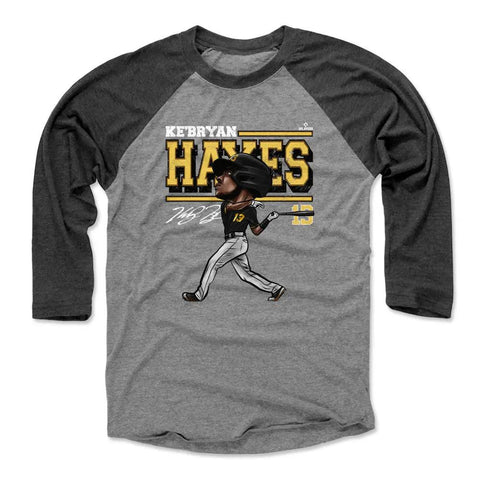 Pittsburgh Pirates Ke'Bryan Hayes Men's Baseball T-Shirt Men's Baseball T-Shirt 500 LEVEL Black / Heather Gray XS Men's Baseball T-Shirt