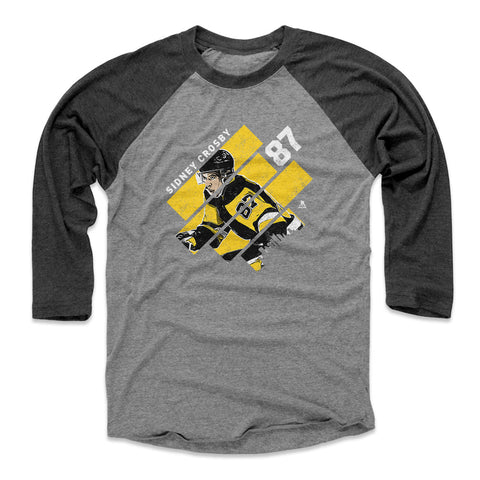 Pittsburgh Penguins Sidney Crosby Men's Baseball T-Shirt Men's Baseball T-Shirt 500 LEVEL Black / Heather Gray XS Men's Baseball T-Shirt