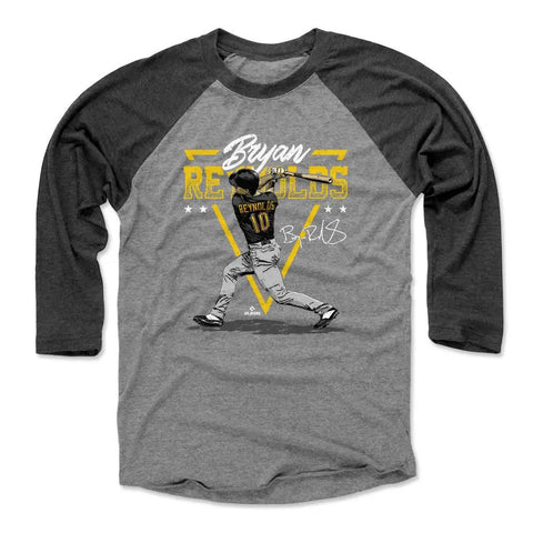 Pittsburgh Pirates Bryan Reynolds Men's Baseball T-Shirt Men's Baseball T-Shirt 500 LEVEL Black / Heather Gray XS Men's Baseball T-Shirt