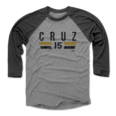 Pittsburgh Pirates Oneil Cruz Men's Baseball T-Shirt Men's Baseball T-Shirt 500 LEVEL Black / Heather Gray XS Men's Baseball T-Shirt