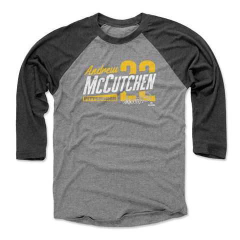 Pittsburgh Pirates Andrew McCutchen Men's Baseball T-Shirt Men's Baseball T-Shirt 500 LEVEL Black / Heather Gray XS Men's Baseball T-Shirt