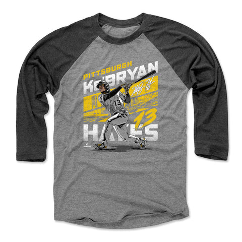 Pittsburgh Pirates Ke'Bryan Hayes Men's Baseball T-Shirt Men's Baseball T-Shirt 500 LEVEL Black / Heather Gray XS Men's Baseball T-Shirt