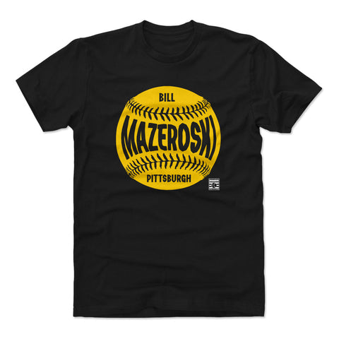 Pittsburgh Pirates Bill Mazeroski Men's Cotton T-Shirt Men's Cotton T-Shirt 500 LEVEL Black S Men's Cotton T-Shirt