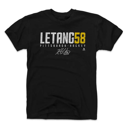 Pittsburgh Penguins Kris Letang Men's Cotton T-Shirt Men's Cotton T-Shirt 500 LEVEL Black S Men's Cotton T-Shirt